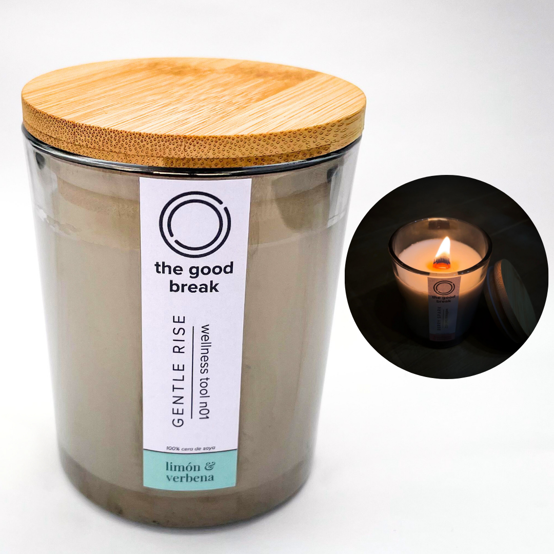 Limón y Verbena l Vela Aromática de Soya l Mecha de Madera