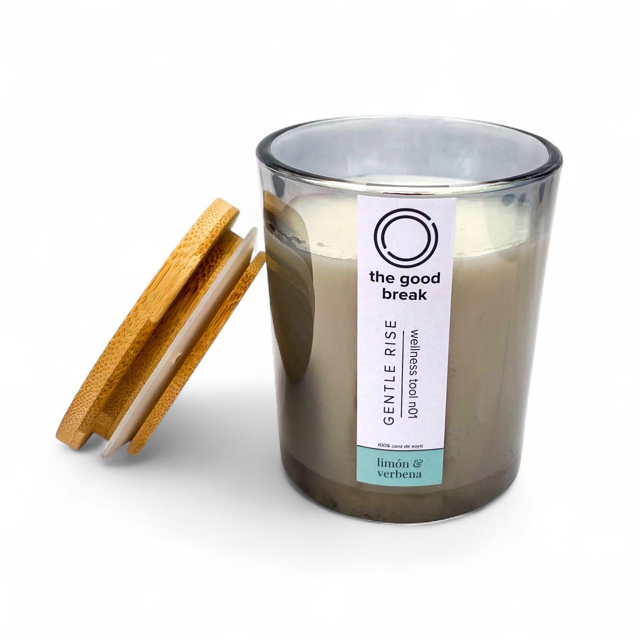 Limón y Verbena l Vela Aromática de Soya l Mecha de Madera