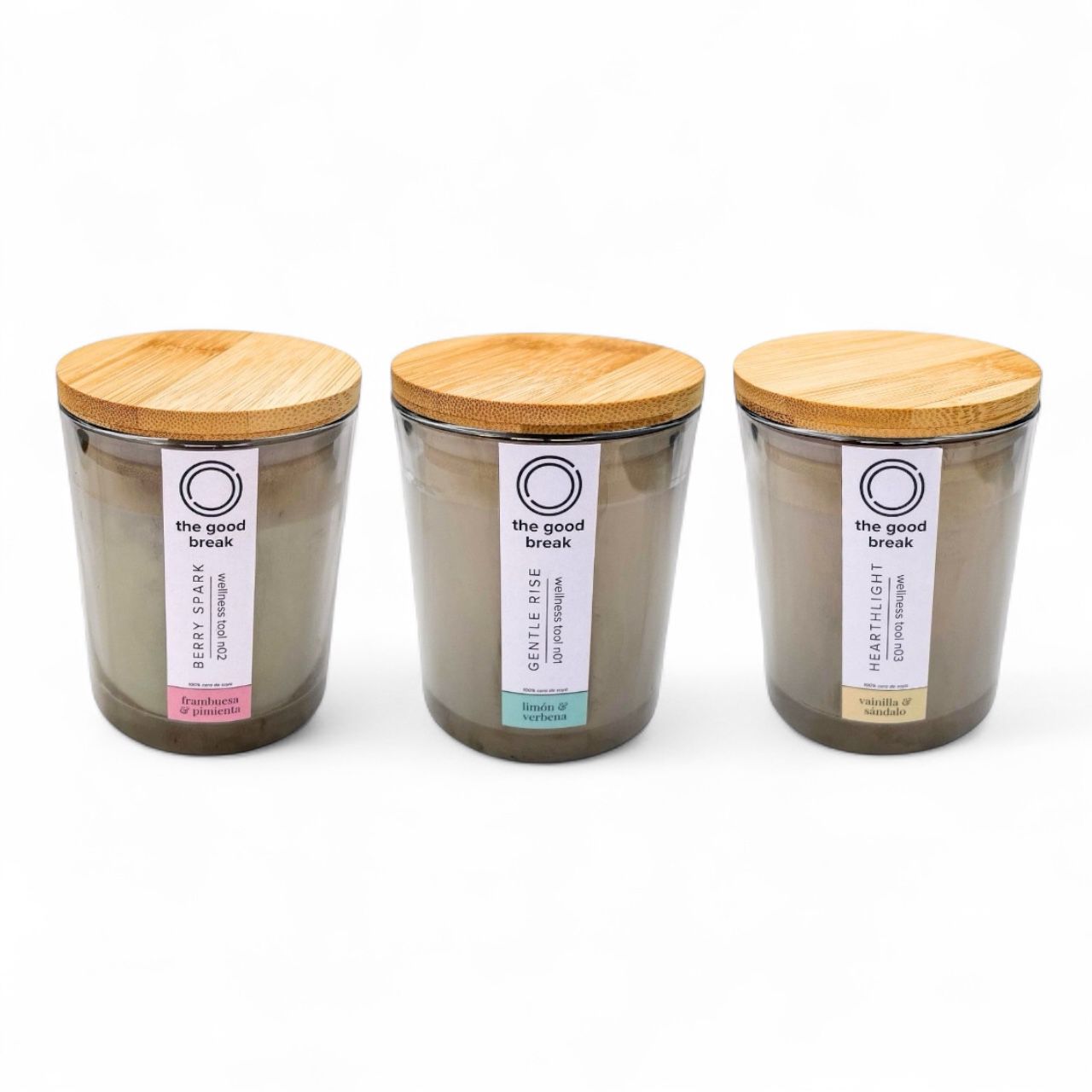 Pack De 3 Velas Aromática De Soya I Mecha De Madera
